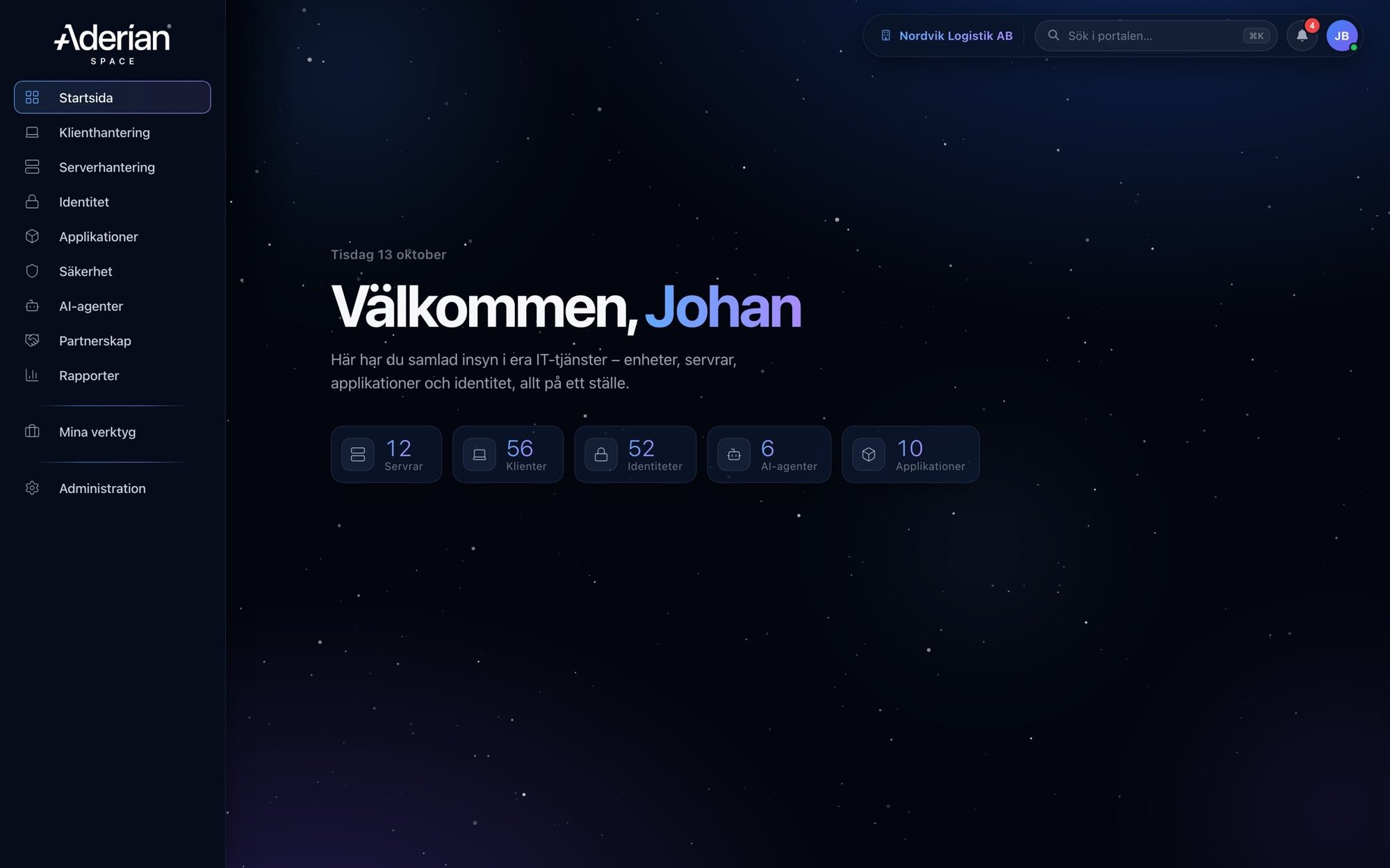 Aderian Space – startsidan med samlad insyn i IT-miljön